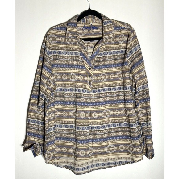 Sherry Cervi Western Shirt Womens XL Blouse Top Long Sleeve Rodeo‎ Cowgirl Aztec - Picture 1 of 13